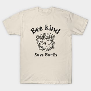 Bee with Save Earth, minimal line, motivational, save the bee T-Shirt